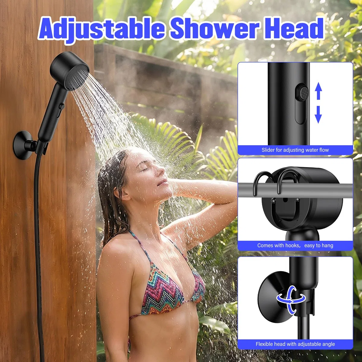 Rsaoty Kit Douche de Camping, 4000mAh Douche de Camping Rechargeable, Portable Camping Douche, Étanche IPX8, pour randonnée, Camping, Plage, Voyage