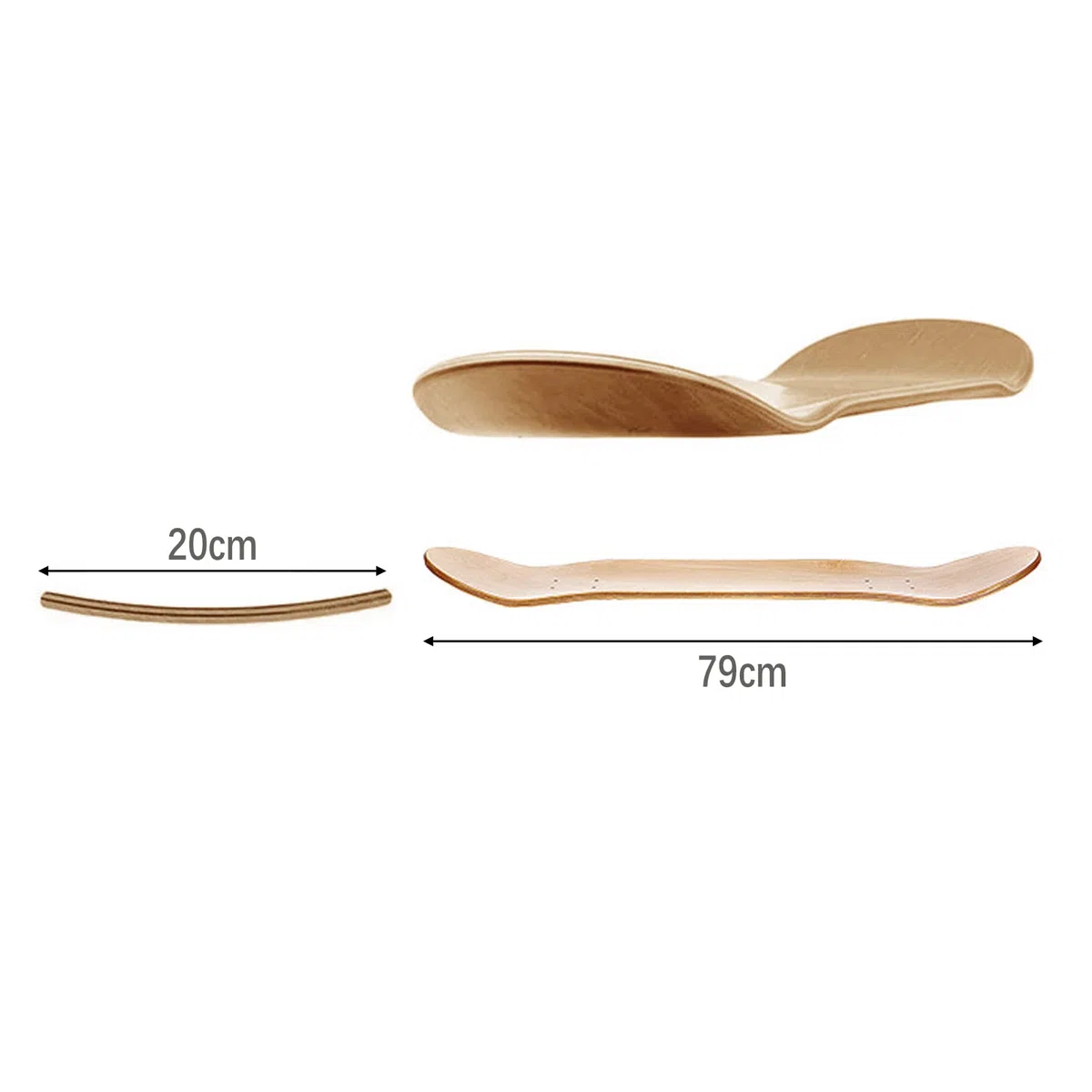 Lot de 2 planches de skateboard vierges en érable - 7 couches - Hautement élastique - Panneau long de 81 cm x 8 cm