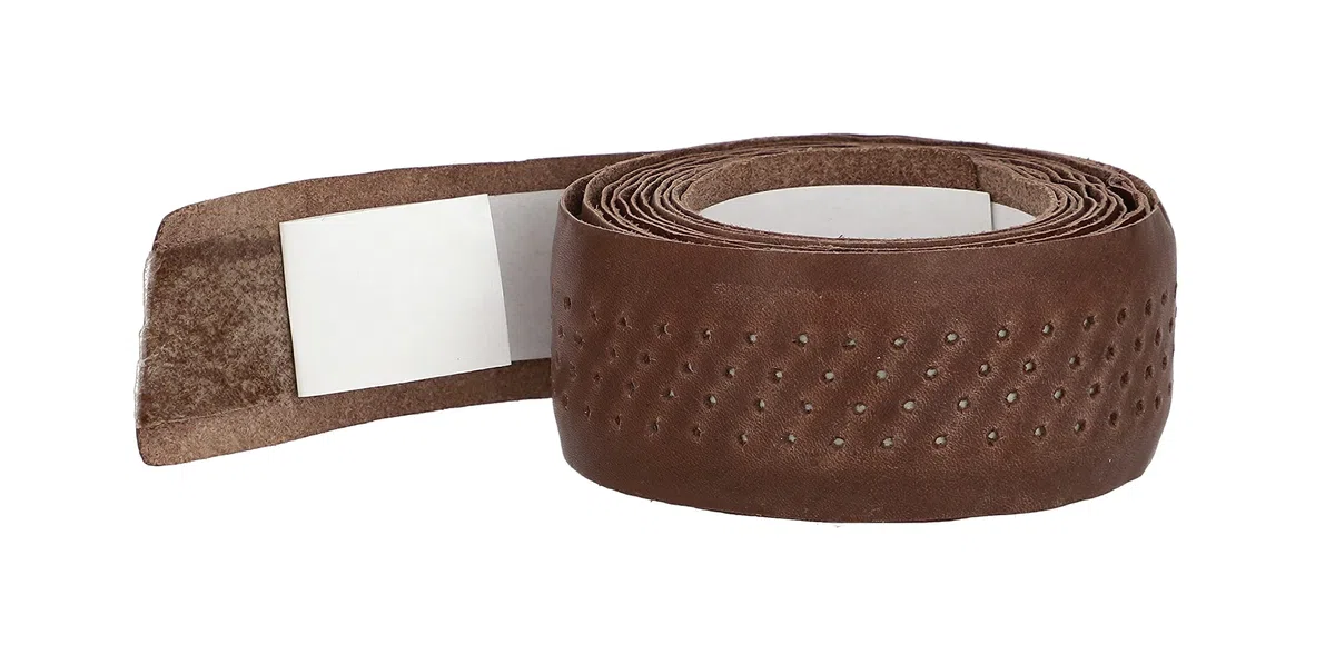 Gusti Fausto C. Sangle de guidon en cuir véritable avec poignée en liège Marron foncé 200 cm