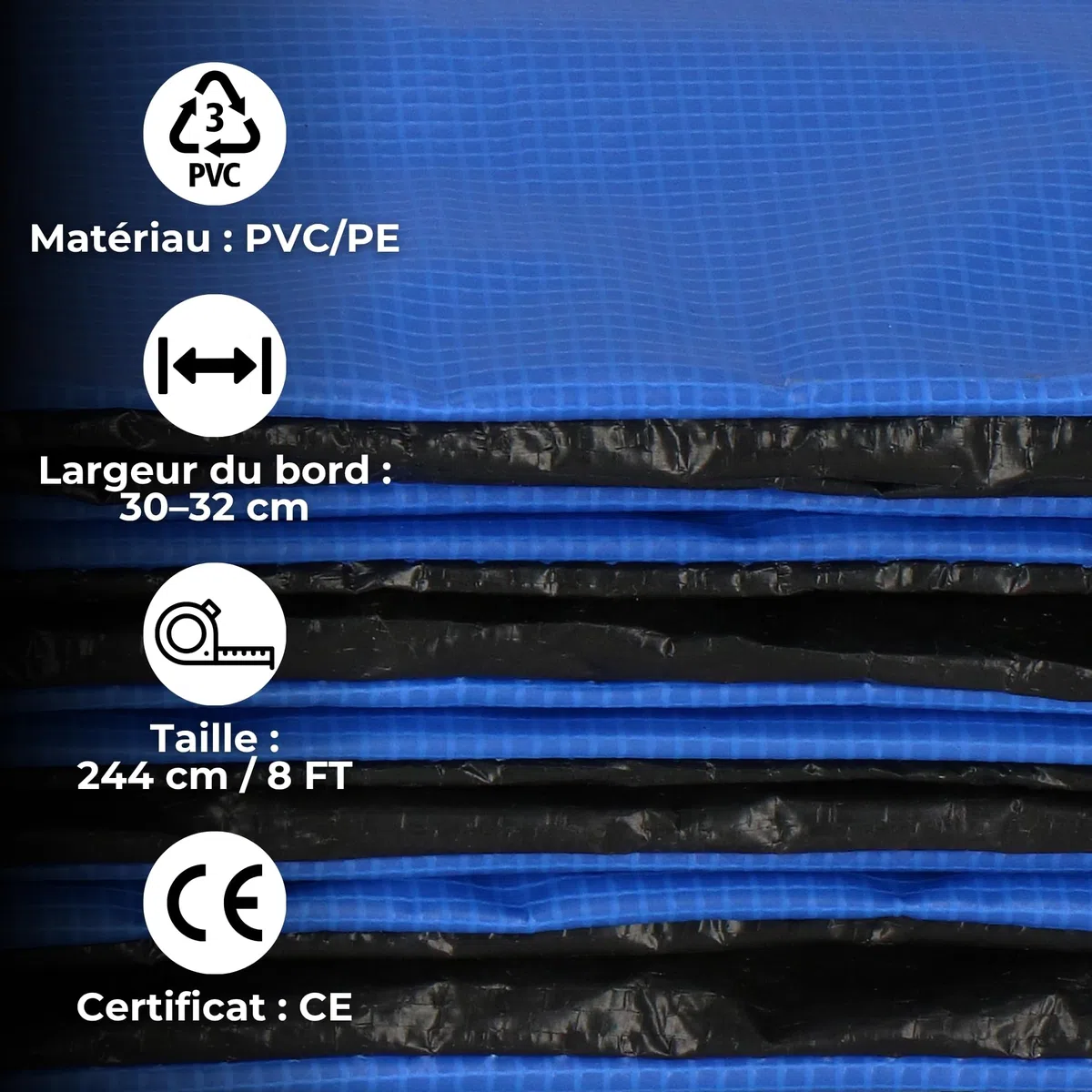 SPRINGOS Couvercle de Ressort Coussin de Bord Couvercle de Bord Bordure pièce de Rechange matériau du Trampoline PVC/PE