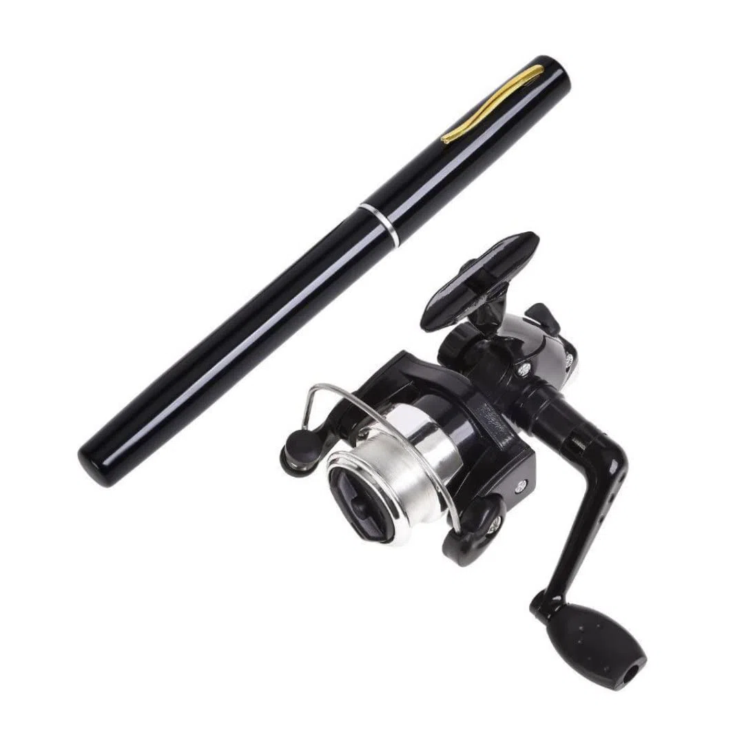 Canne à pêche d'apparence Mini Stylo, Roue rotative Portable pour la pêche en Plein air en Hiver