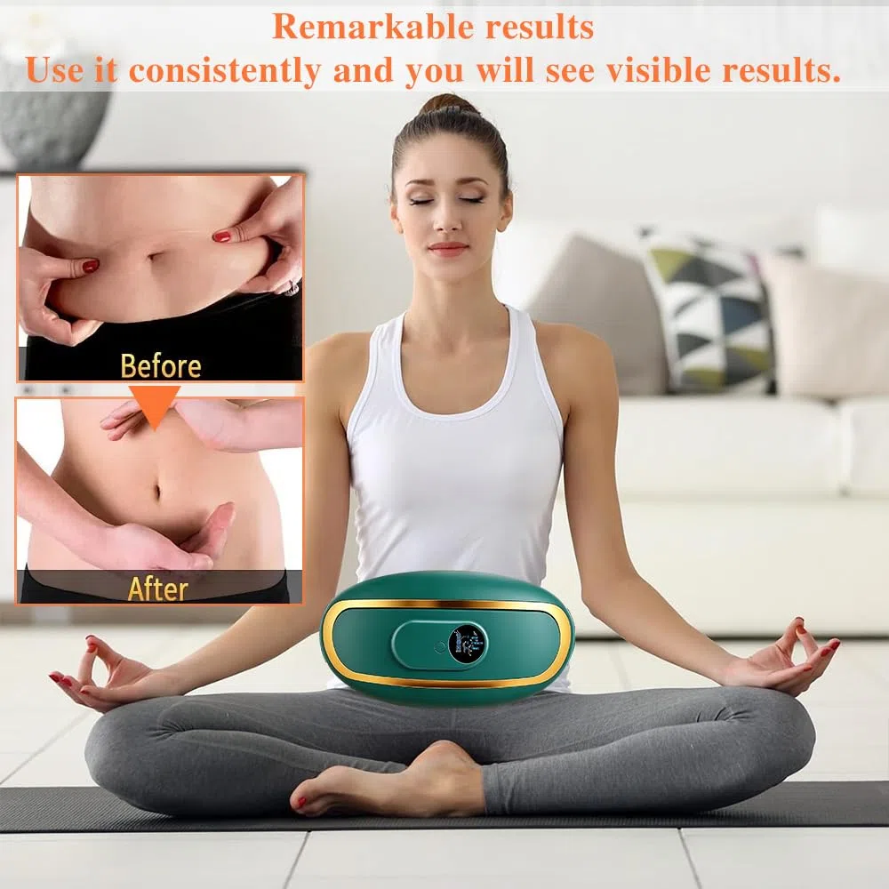 Appareil de massage abdominal, massage abdominal avec chaleur, Le mode vibration sert à soulager la fatigue et convient à l'abdomen, aux reins et au dos (vert)