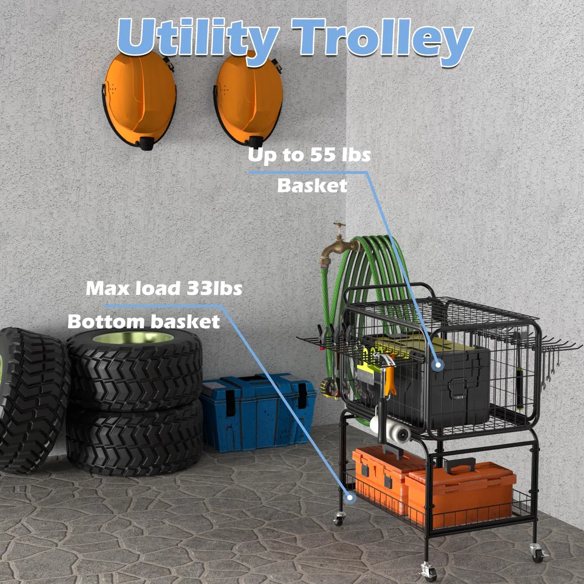 Chariot à balles de tennis, support de raquette de tennis, pour 350 balles, chariot chariot à roulettes, panier à linge, chariot utilitaire extra large pour le rangement d'équipements de sport