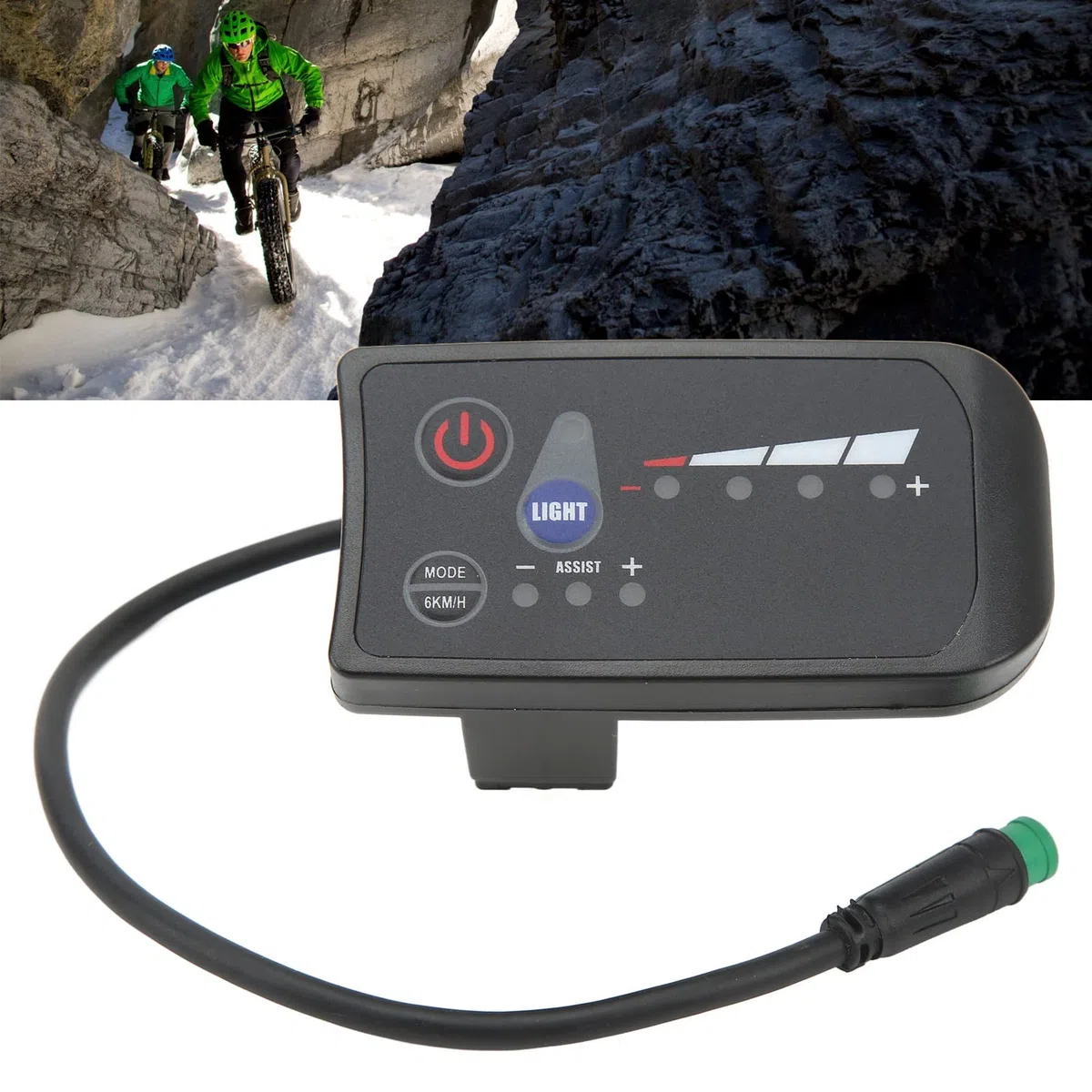 Fockety Panneau de contrôle, Interface 5 Broches étanche, Boîtier ABS, Ecran LED, Afficheur pour vélo électrique, Universel, Facile à Installer, Compteur de Vitesse pour vélo