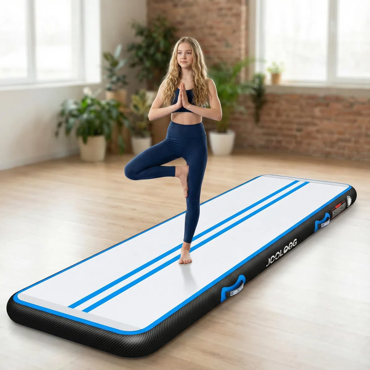 Tapis de Gymnastique Gonflable 10/20cm Épaisseur, Air Floor Mat avec Pompe Pratique, Tapis d'Entraîment Piste d'Acrobatie 3M 4M 5M 6M, Tapis Gonflable pour Gymnaste, Yoga, Taekwondo, Cheerleading