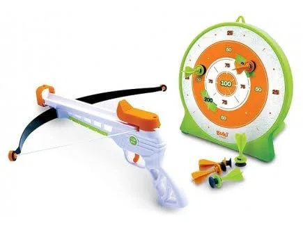 cavernedesjouets Coffret arbalète Arc en métal avec 6 fléchettes Ventouse + Cible - Jeu de tir sécurité - Jouet Sport Enfant et Carte Tigre - Plein air