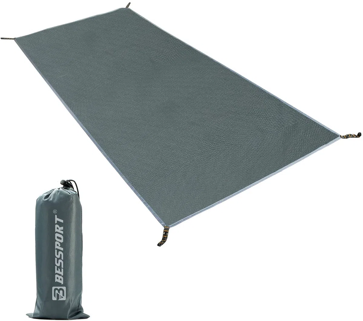 Bessport Bâche de Tente 230 x 190 cm-Gris-Ripstop 210D Tissu Oxford Imperméable Camping bâche Tarp Idéal pour Faire du Camping, de la randonnée ou pour Voyager à l'extérieur