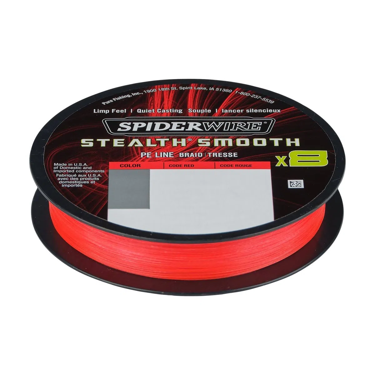 Spiderwire Tresse 8 Brins Stealth Smooth8-0.14mm - 16.5Kg - 150m - Code Red - 1515685