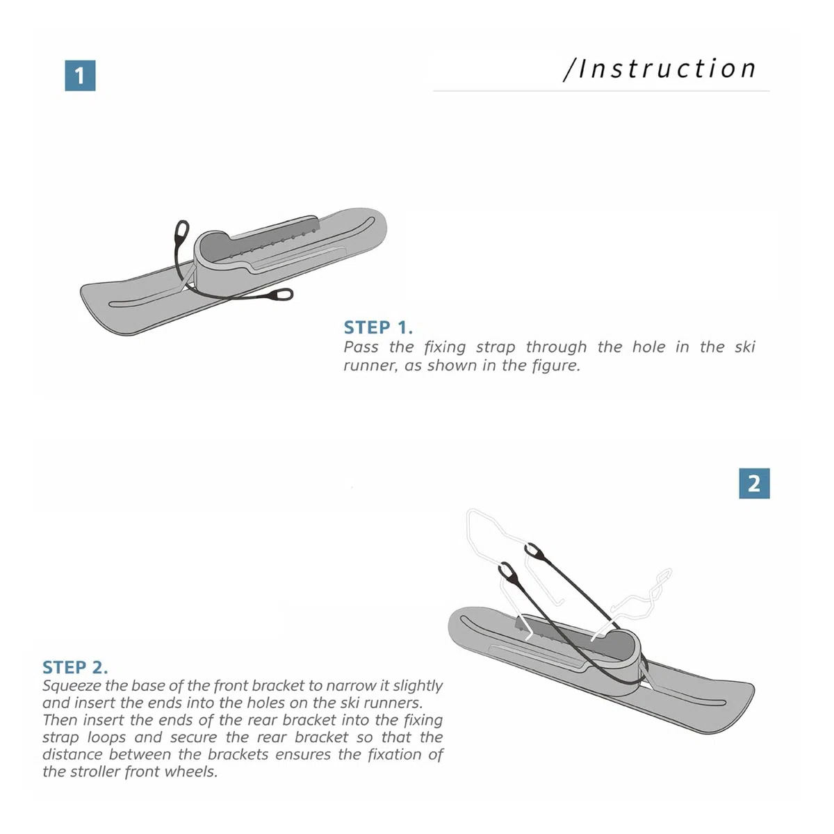 Ski Poussette Universelle, Planche De Luge À Neige D'hiver Pour Scooter Portable, Skis Pour Poussette, Ensemble De Ski De Neige, Traîneau À Neige À Cycle D'équilibre Pour Scooters Pour Champs De Neige