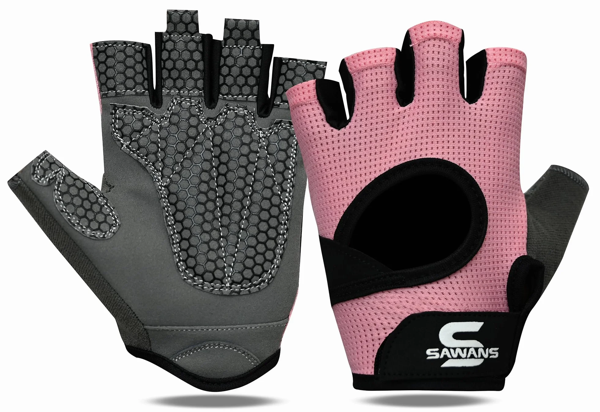 SAWANS Gants d'haltérophilie pour homme et femme - Gants d'entraînement de fitness pour femme - Respirants et antidérapants - En silicone rembourré - Protection de la paume - Pour exercice,