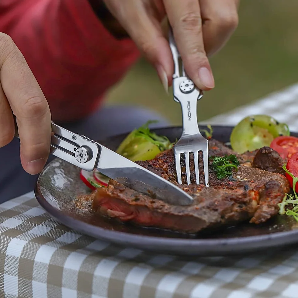 ROXON C1 3 en 1 Acier inoxydable Couteau et cuillère détachables pour Le Camping, adapté au Camping et à la randonnée
