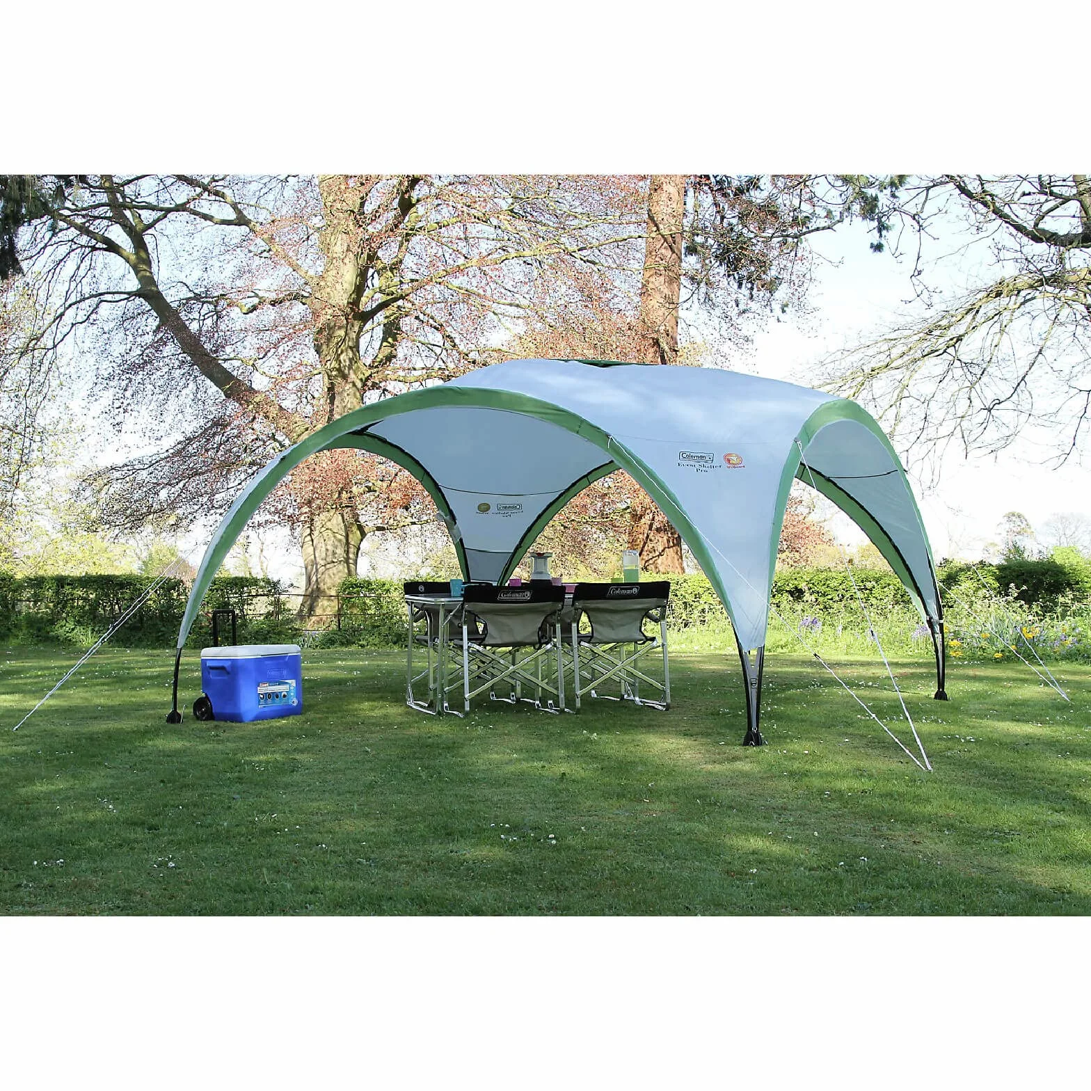 Coleman Tonnelle Pro XL 4,5 x 4,5 m pour Festivals, Jardin et Camping, poteaux en Acier Robuste, Grande Tente d'événement avec Protection Solaire SPF 50+