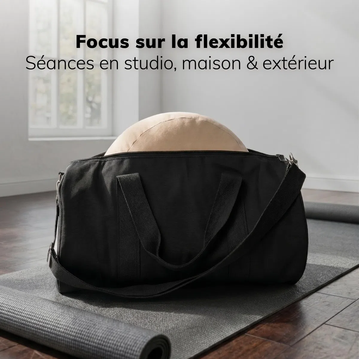 MYLILY Coussin de Yoga Méditation – Coussin Yoga Rond Ø 29 cm – 10 cm Plat & 255 g léger – de Sol avec Housse Coton Lavable – Vegan – Beige