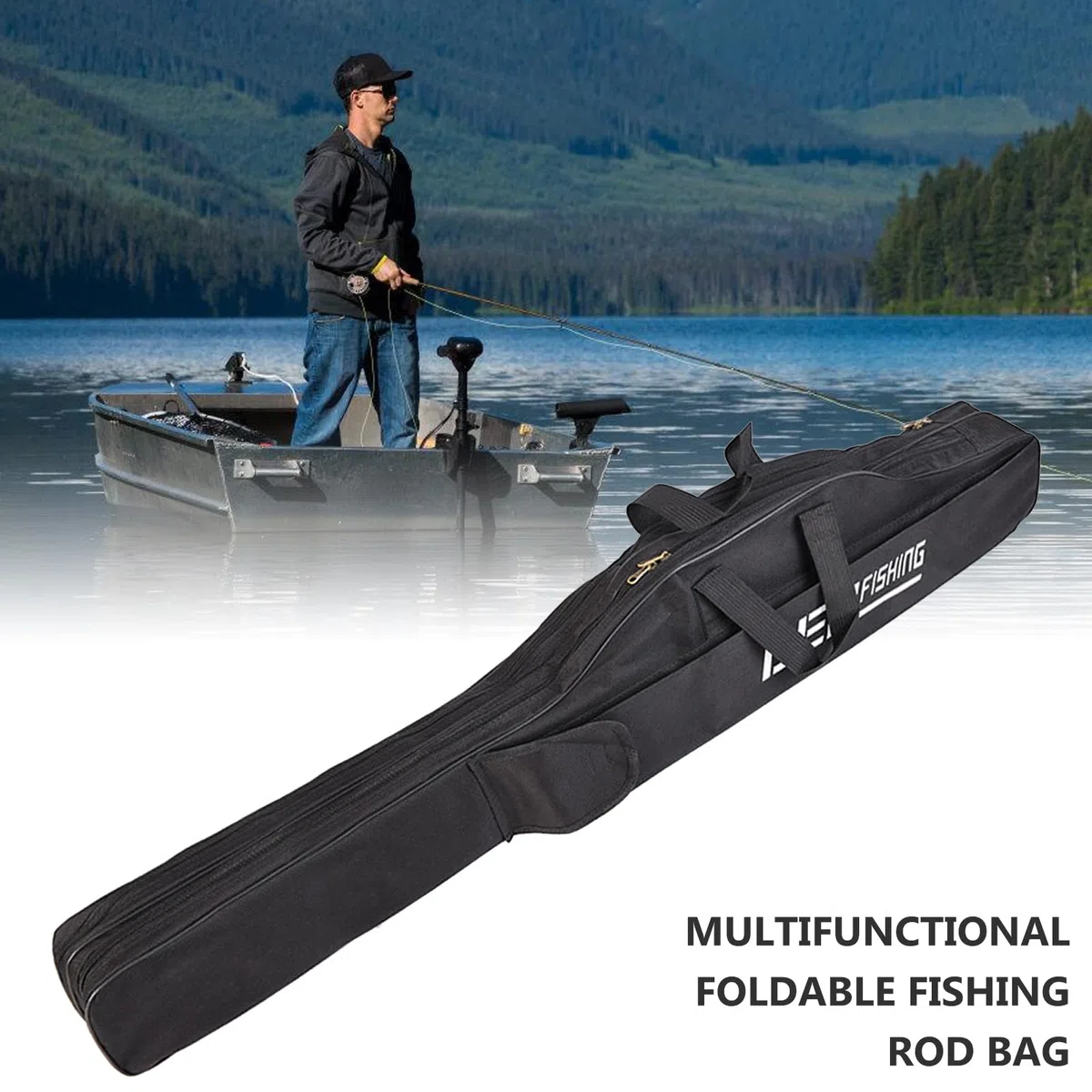 Fourreau Canne A Peche, Sac De Peche 3 Couches, 150cm Sac De Canne À Pêche Portable, Canne À Pêche Moulinet Sac A Dos Peche, Accessoires De Pêche Housse Canne A Peche Pliable(Noir)