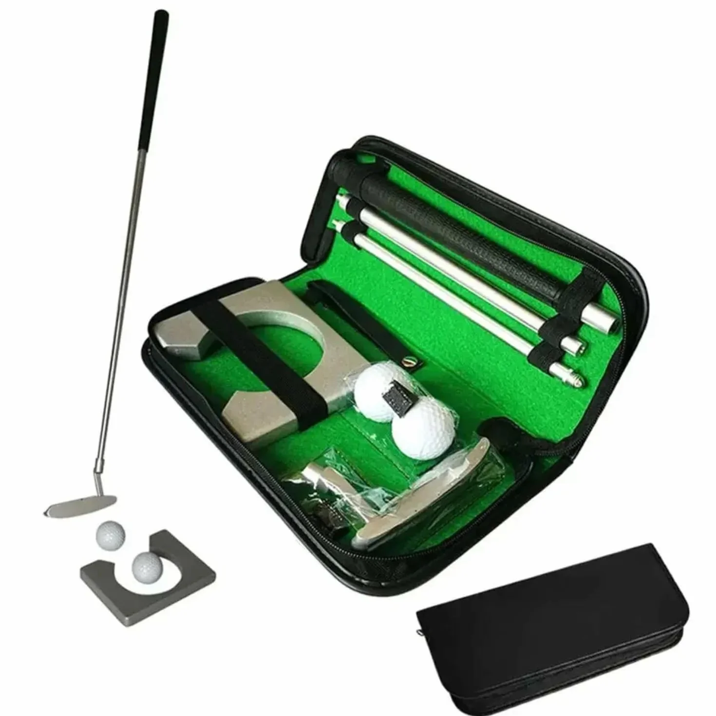 VOBOR Kit de Putting Club de Golf, Matériau en Alliage, Détachable et de Rangement, Mini Golf Portable Putter avec Balles et Sac