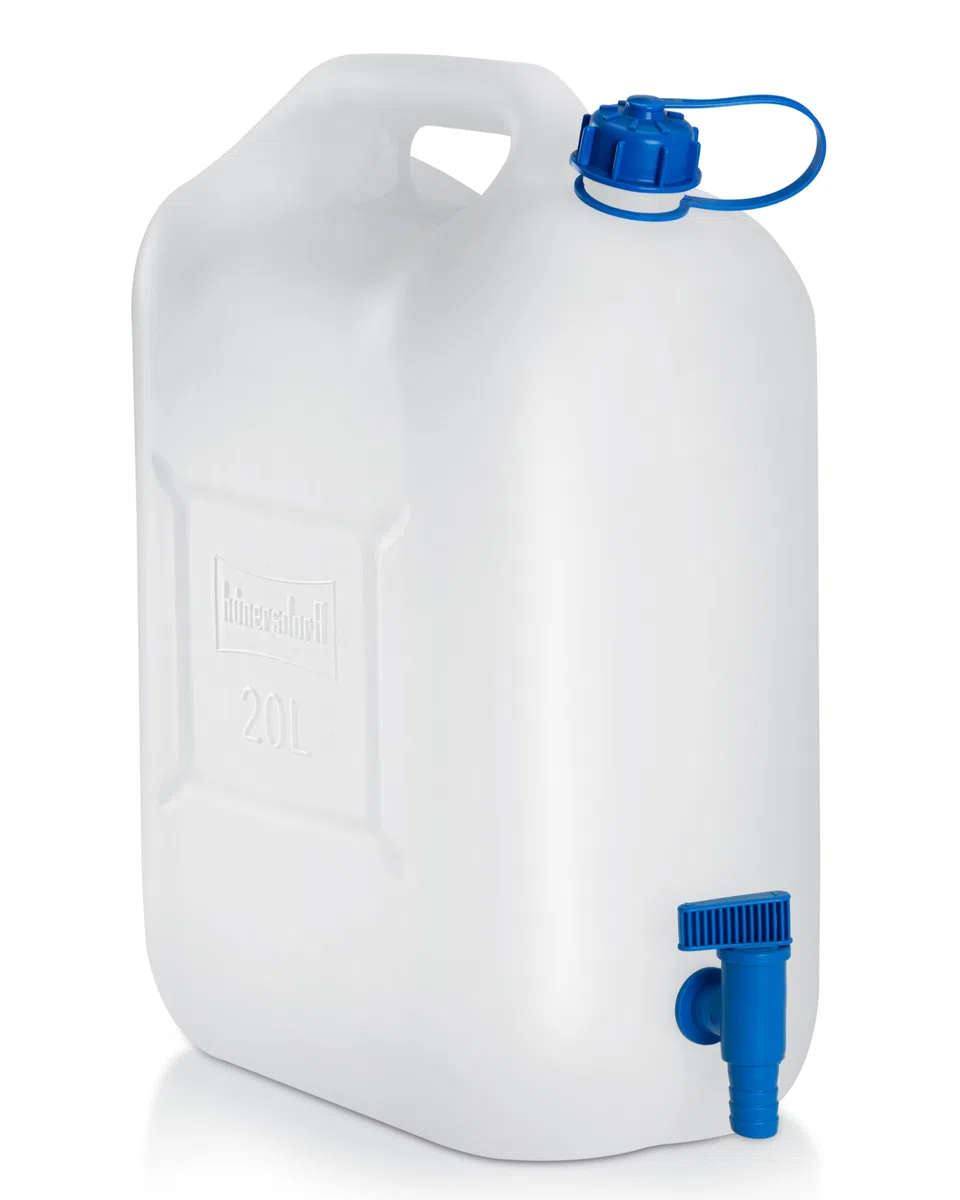 Hünersdorff GmbH 817700 Jerrican à eau ECO PE-HD avec robinet, bleu/transparent - 20l (max.22l)