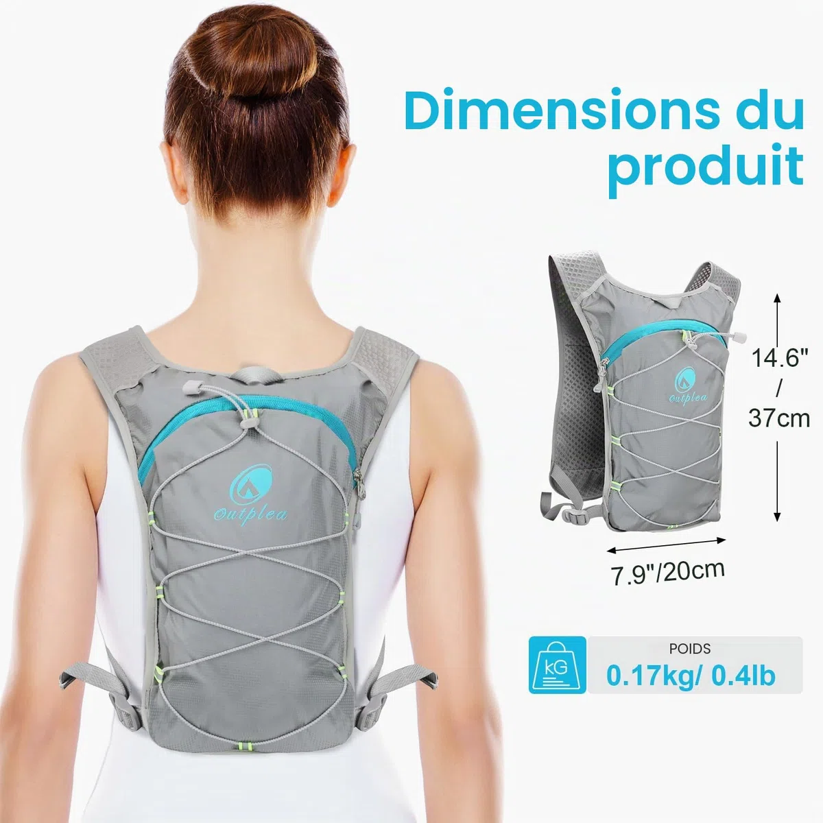 Sac à Dos Hydratation Marathoner avec Poche à Eau 2 L, Gilet Hydratation Running Ultraléger, Sac Eau Running de Camping Randonnée Trail Sport
