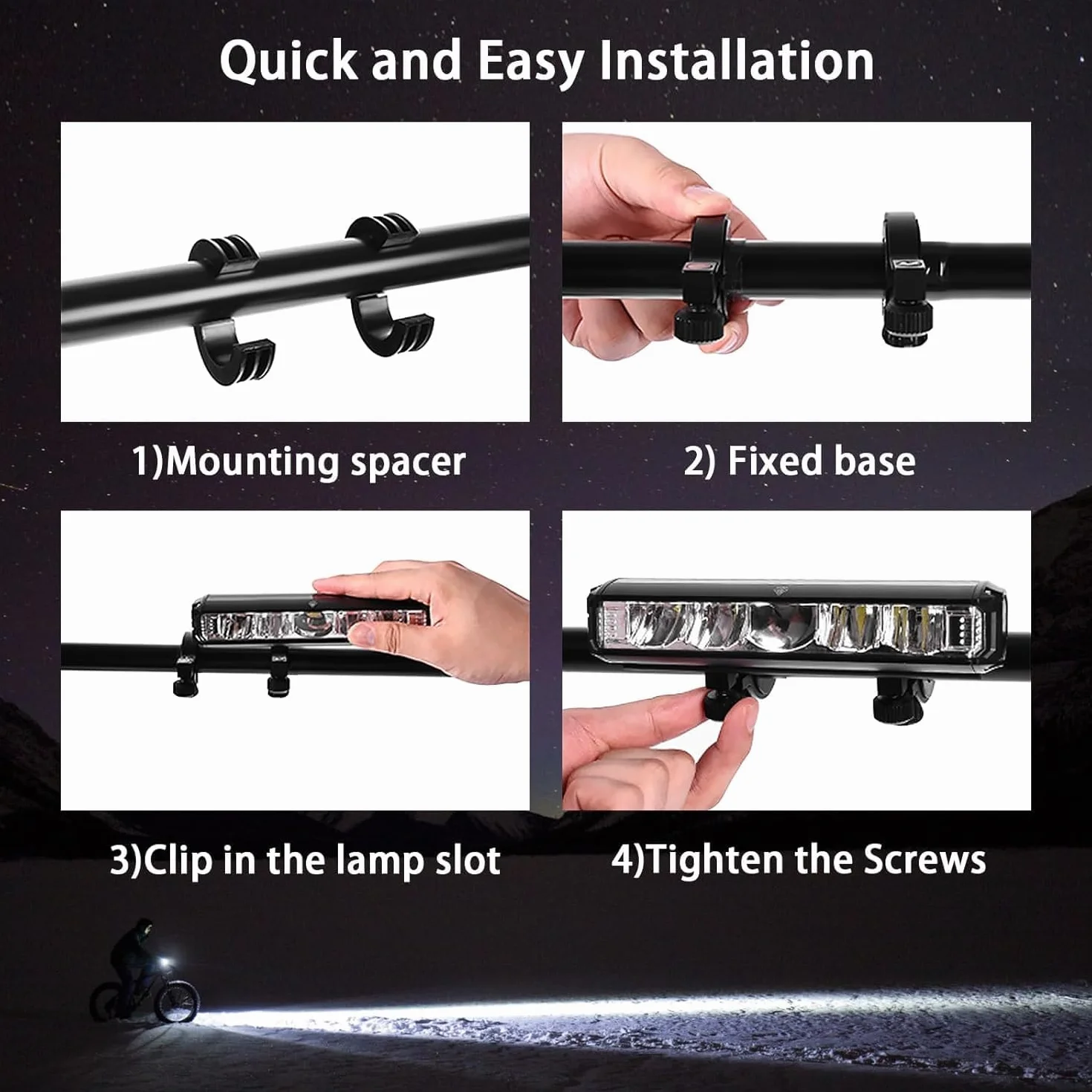 Lumiere Velo Avant, 1800 lumens Lampe Velo LED puissantes 5 Modes Lampe Vélo 4000mah Rechargeable USB Étanche IPX5 Lumière Avant Convient aux vélos VTT VTC