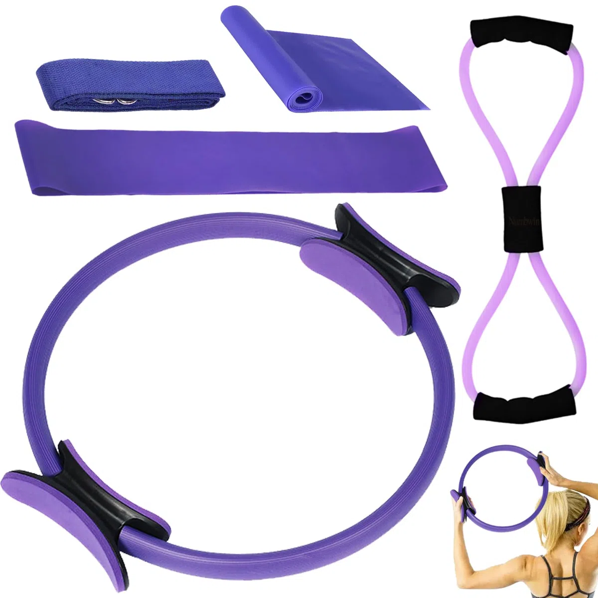 Anneau de Pilates, Anneau de Résistance Pilates, Yoga Pilates Ring, Cercle Magique D'Anneau de Fitness, Ensemble de bagues de Pilates, pour tonifier Les Cuisses, Les abdominaux et Les Jambes
