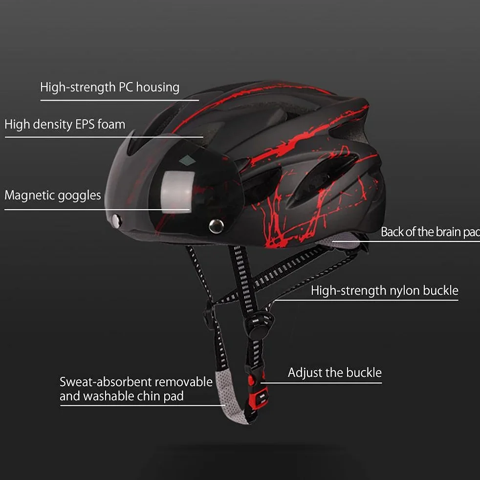 Casque de Vélo pour Homme Femme, Casque Trottinette Électrique Adulte avec Visière Magnétique, 18 Trous de Ventilation, Casques de Protection Réglable pour VTT