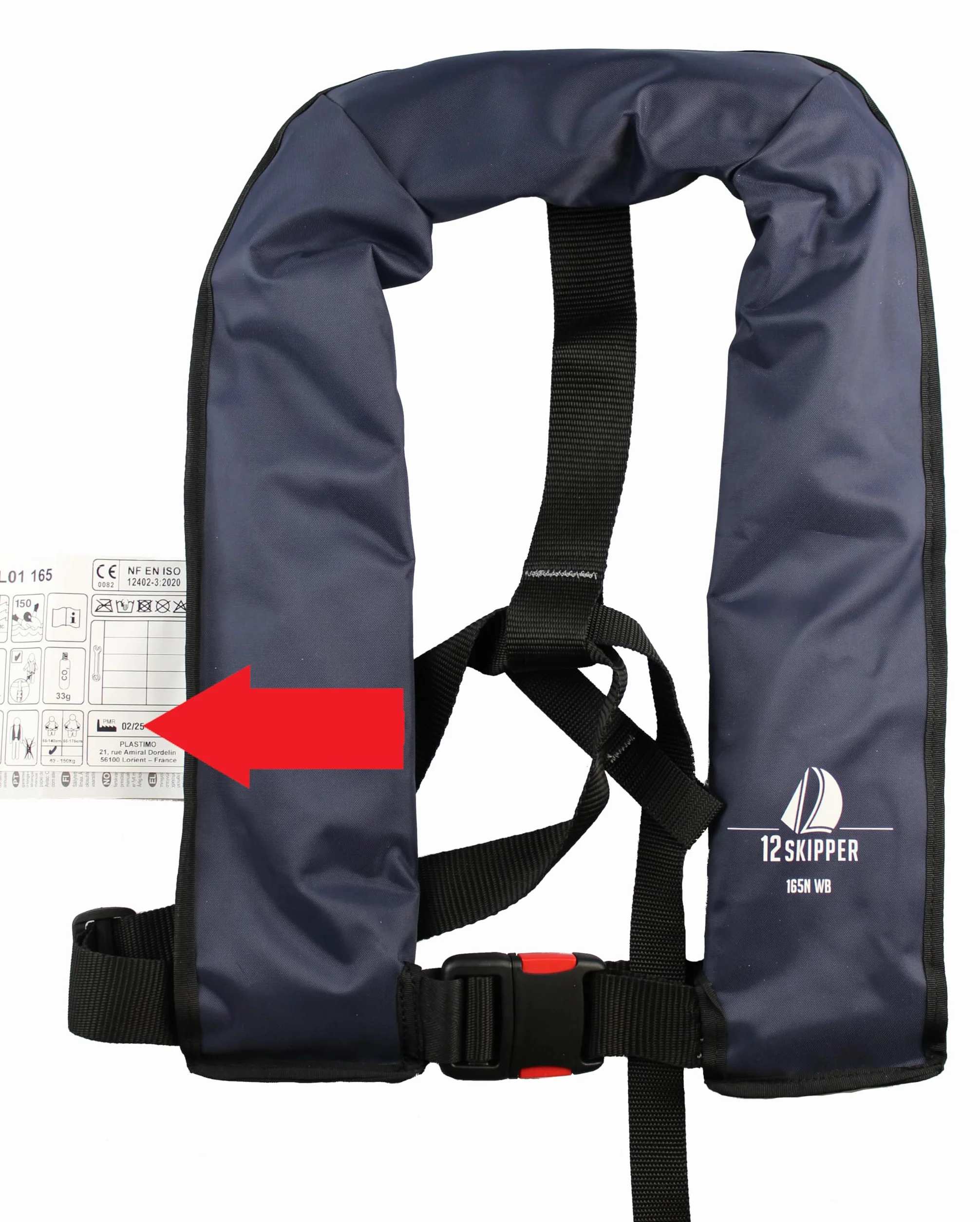 Lot de 4: Gilet de Sauvetage Automatique 165N ISO Waistbelt, Rouge