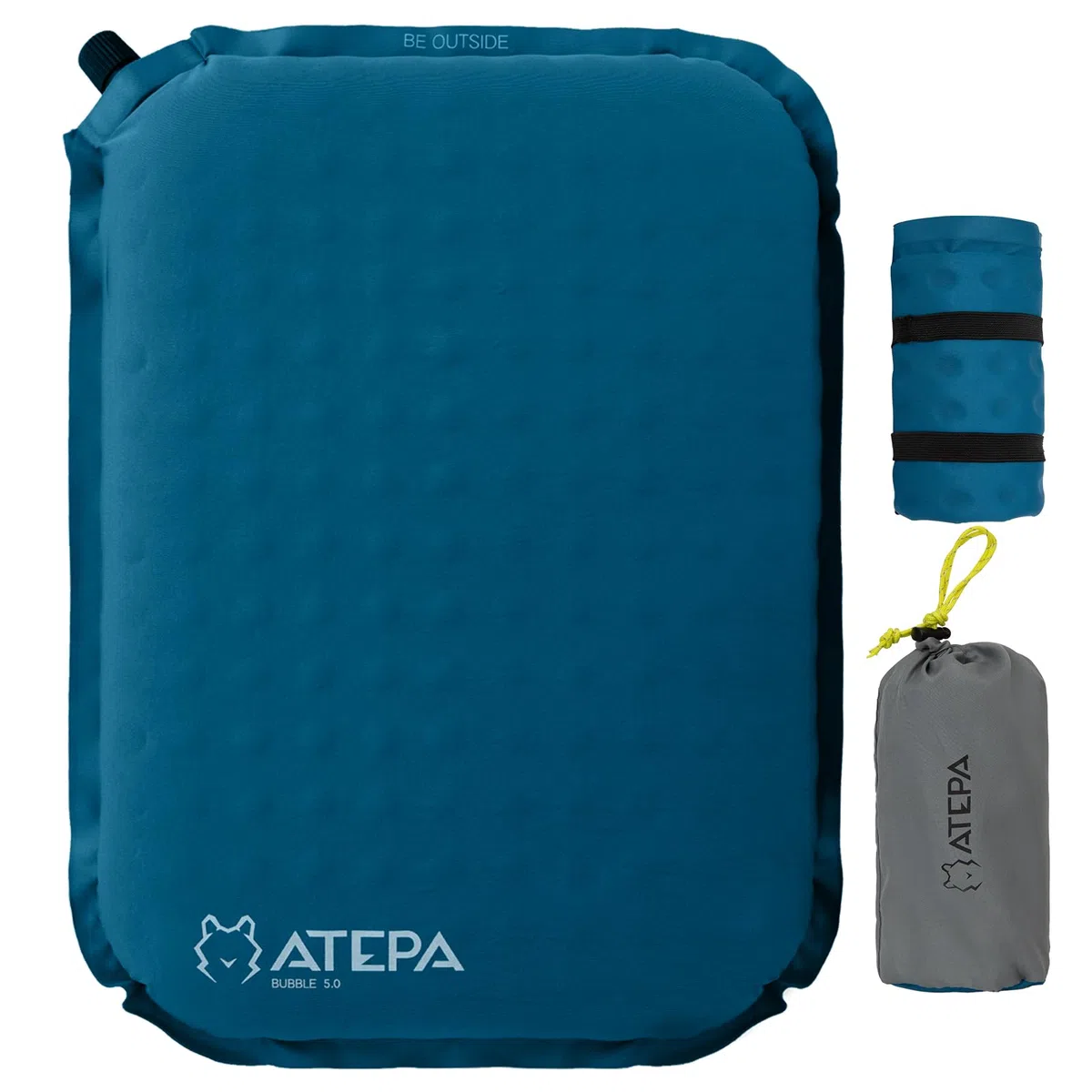 ATEPA Coussin De Siège Gonflable Auto-Gonflant en Mousse, Coussin D’Assise Gonflable pour Voyage, Avion, Stade, Camping, Randonnée, Bateau, Concert – Bleu