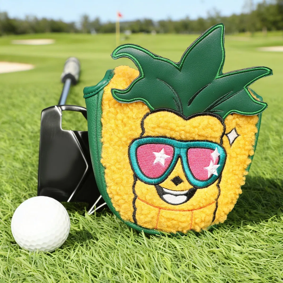 Luocute Couvre-tête de Club, Couvre-Chef de Protection en Cuir PU en Forme de Maïs avec Un Design Magnétique Puissant, Chef de Putter de Golf Amusant pour L'entraînement des