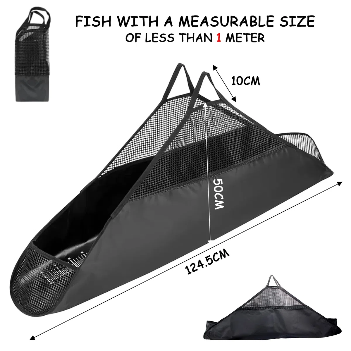 Tapis De Décrochage avec Mètre Ruban, Tapis De Mesure De Pêche, Tapis De Placement De Poisson, Noir avec Graduation, Transport, Mesure, Pesage, pour Poisson Prédateur