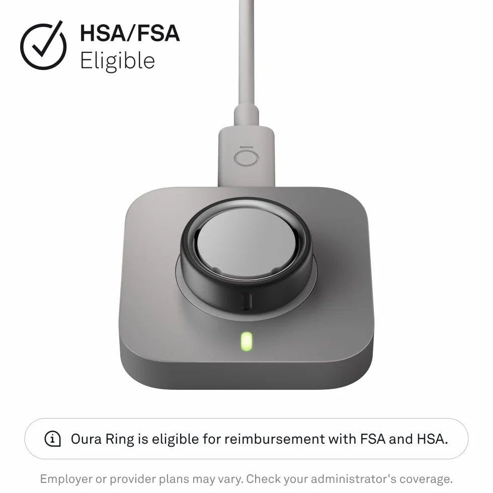OURA Ring 4 Chargeur - Grey - Taille 11 - Socle de Charge et câble USB-C | Jusqu'à 8 Jours d'autonomie pour Votre Anneau connecté