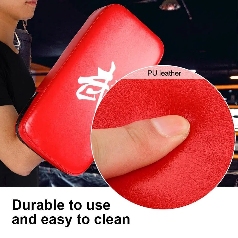 Cible de frappe avec bande de poignet et cuir PU durable pour boxe, muaythaï, karaté, kickboxing et entraînement de pied