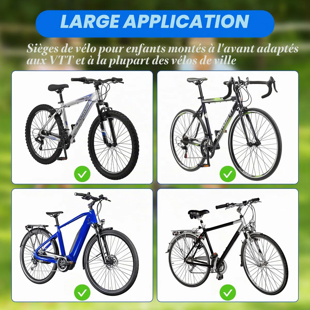 Sièges De Vélo Montés à l'avant pour Enfants, La Selle Velo Enfant Est Compatible avec Les VTT Le Siège Les Cales Pieds Les Petites Pédales pour Enfants