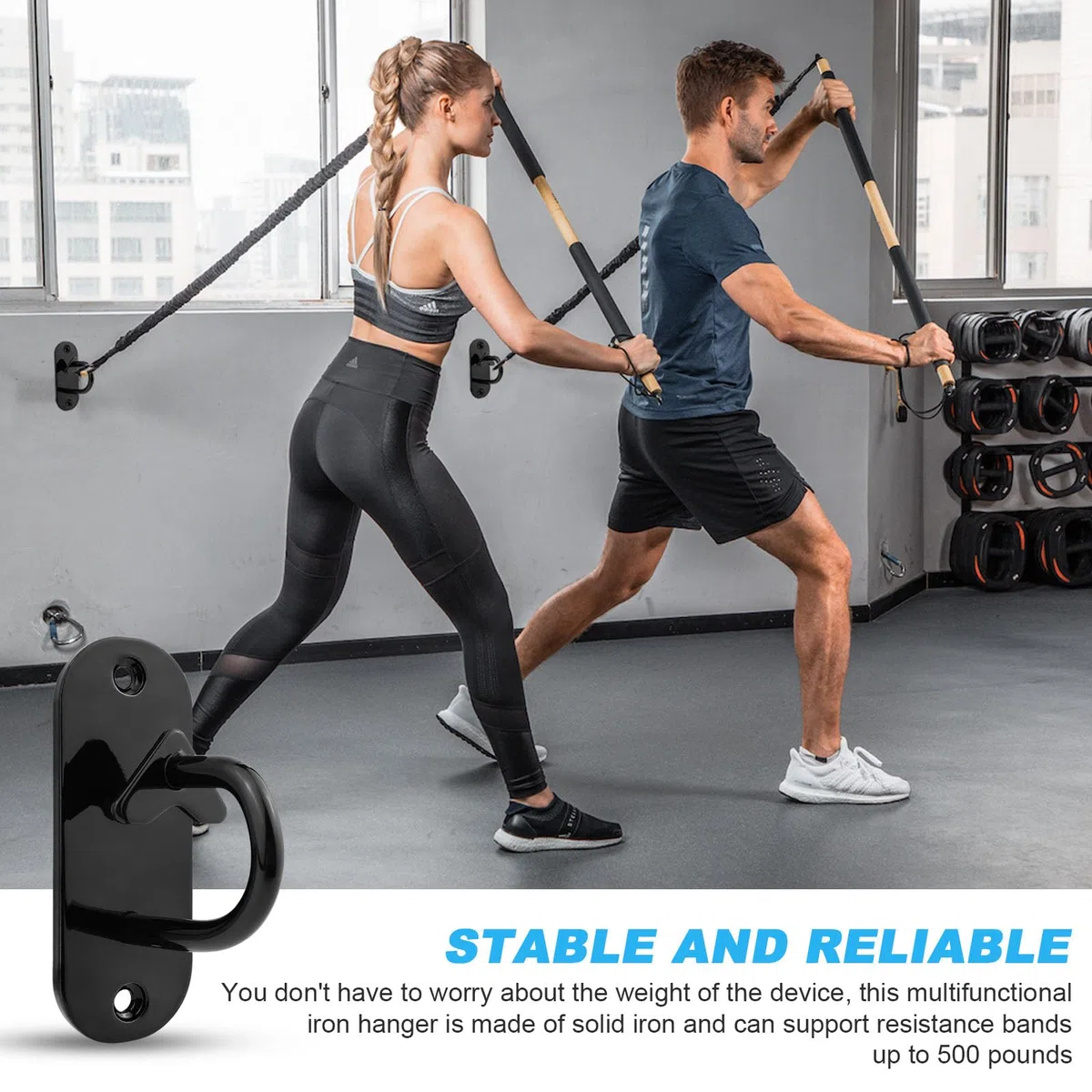 3 pcs Ancrages Muraux pour Bande de Résistance, Noir Suspension D'ancrage Pour la Musculation, le Fitness, le sac de Frappe, les Balançoires avec 3 Mousquetons à Vis