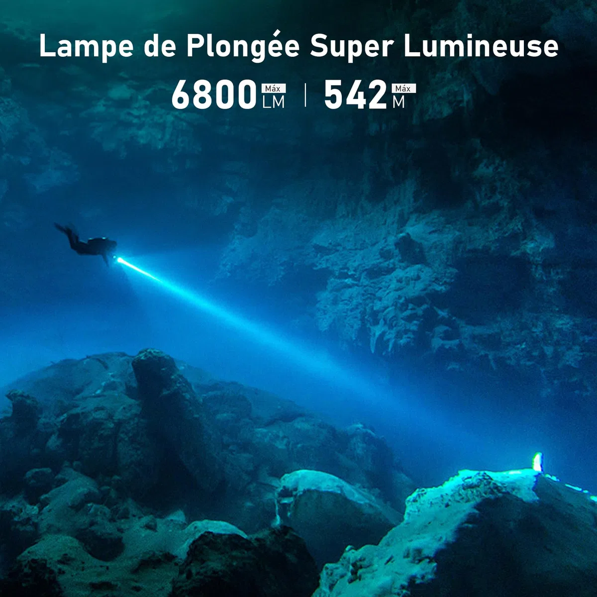 Sofirn SD09L Lampe de poche LED de plongée, 6800 lumens, IPX8, sous-marine, 100 m, 3 LED SST40 avec batteries rechargeables
