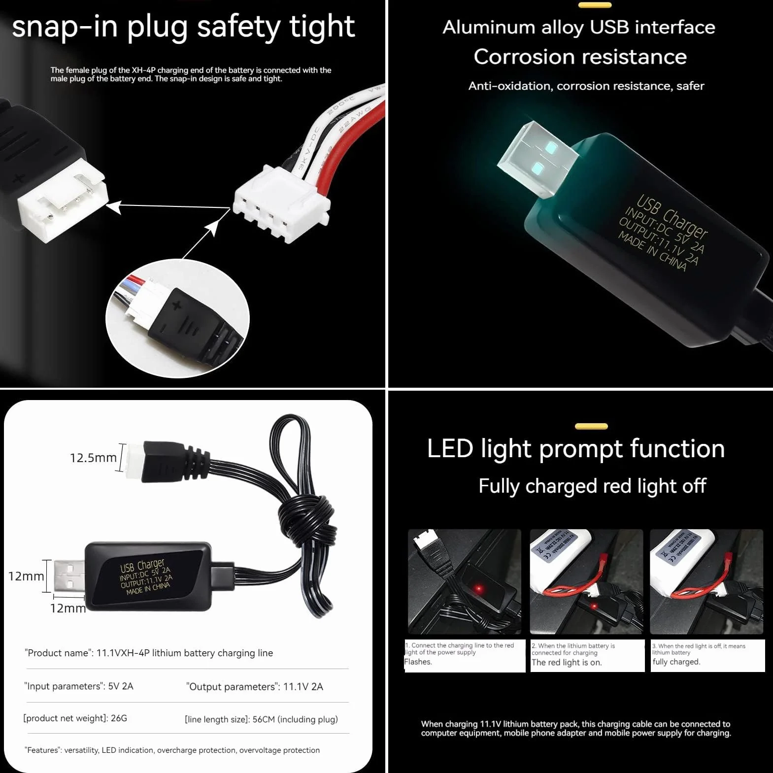 Batterie Airsoft 11.1V 3s 30C 1400mAh Batterie LiPo Rechargeable avec Prise en T vers connecteur de câble Mini Tamiya Chargeur USB pour Pistolets modèles Airsoft Batteries Gel Accessoires 2 PCS