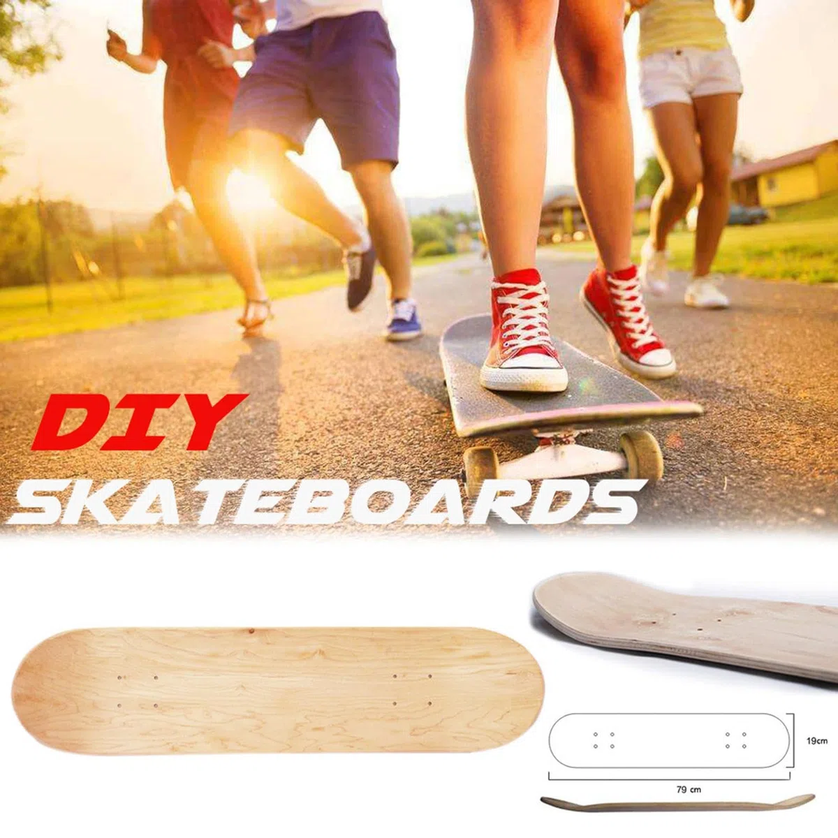 Planches De Skateboard Vierges | 8 Pouces 8 Couches Érable Blank Double Concave Skateboards Patin À roulettes Skateboard Art Deck Naturel Planche À roulettes pour débutants, Adolescents et Adultes