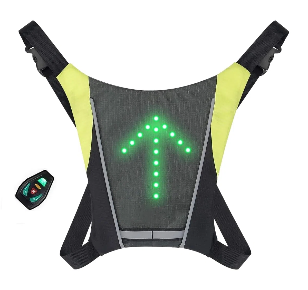 Gilet Dossard à 48 LEDs Clignotant réfléchissant avec Signalisation de Direction pour Vélo et Trottinette. Télécommande et Rechargeable. Vendeur français et Stock en France.