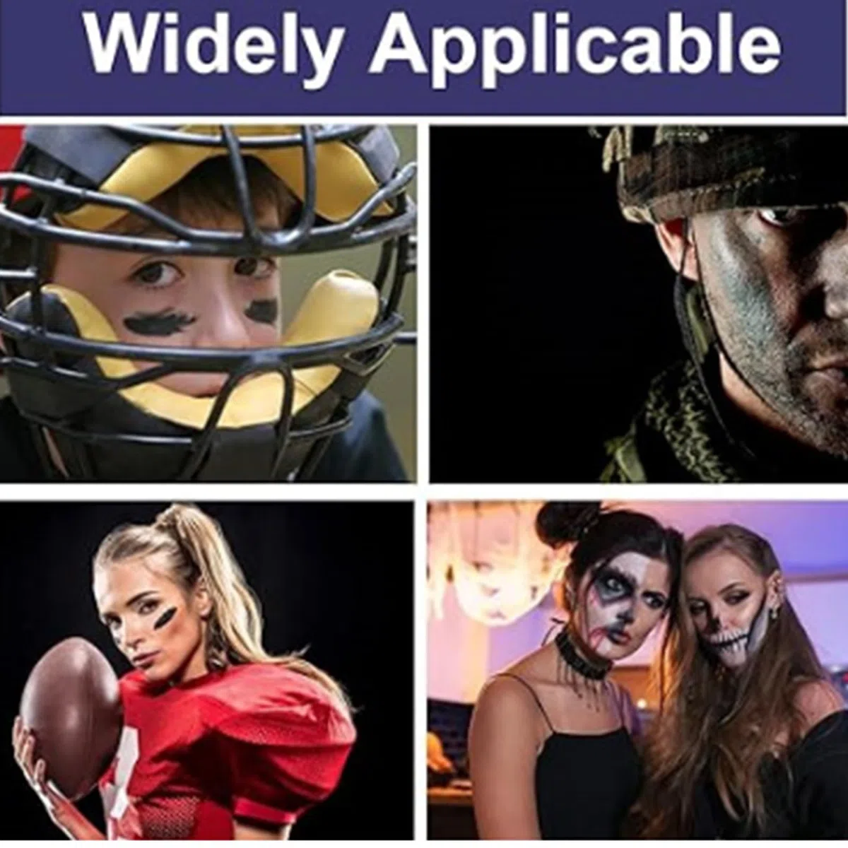 Lot de 3 yeux de baseball noirs pour le baseball, le softball, les athlètes de football, le visage noir