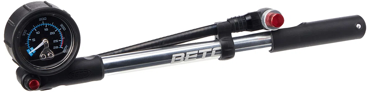 Beto Gonfleur de Pneu à Main avec jauge et Valve de Purge, Black/Silver