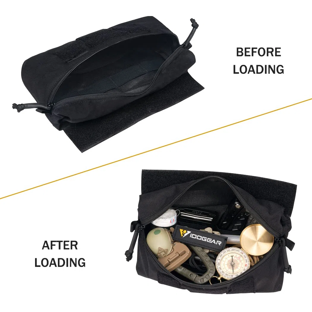 IDOGEAR Tactique Pochette Sac à Déchets Tactique avec Crochet et Boucle pour JPC CPC AVS Vest Pochette Utilitaire Sac Banane