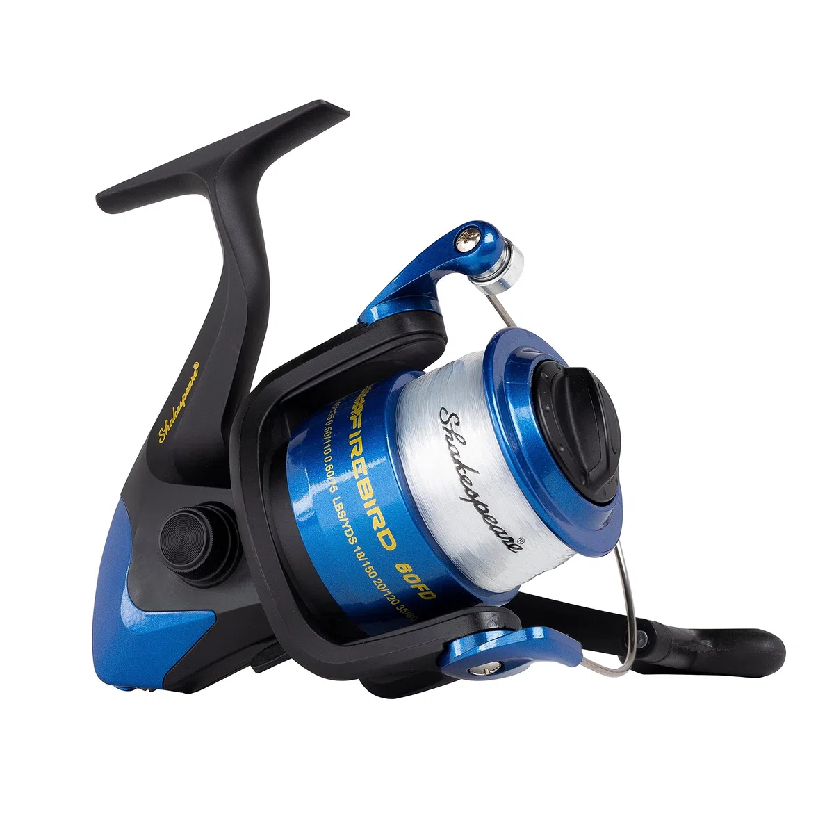 Shakespeare Firebird Spinning Reel - Moulinet léger avec poignée et Bobine en Graphite, Conception à roulement à Billes pour la pêche en Eau Douce - Tailles Multiples