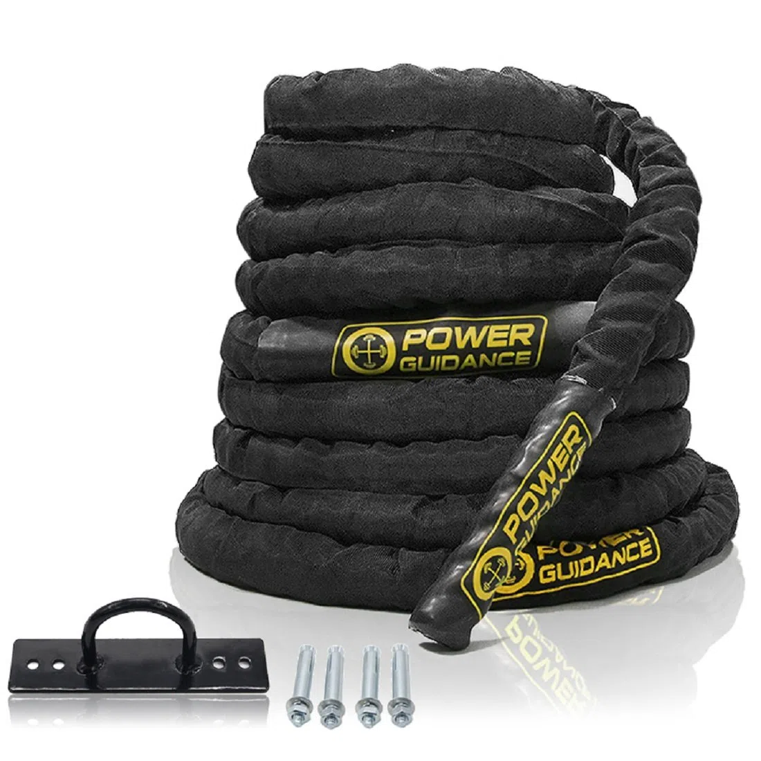 POWER GUIDANCE Corde de bataille Corde d'entrainement Ondulatoire Corde d'exercice Combat Corde de Fitness 38mm/50mm Diamètre 9m/12m/15m Longueur - Battle Rope Anching Included
