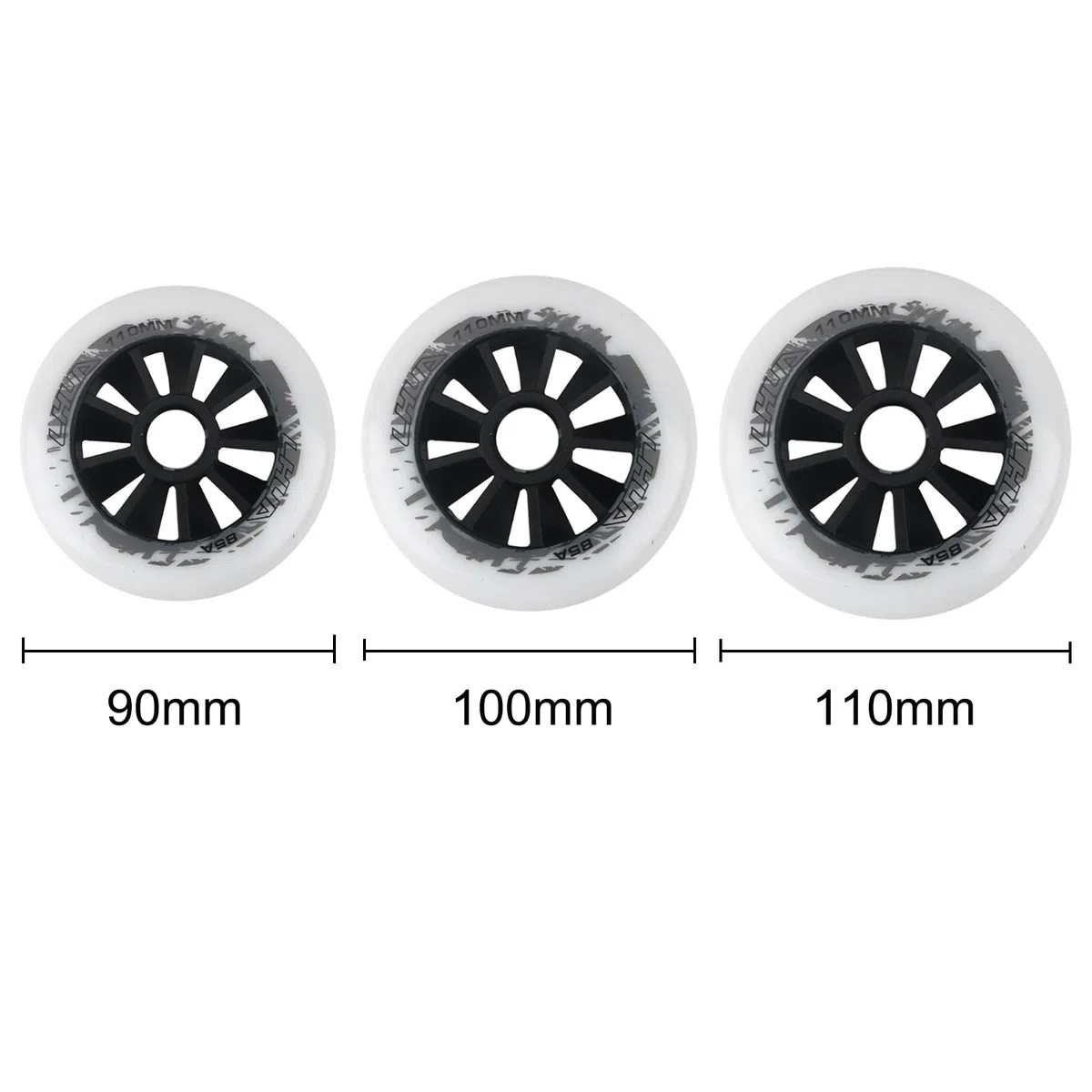 6 Pack Inline Skate Wheels, 90mm / 100mm / 110mm Roller Blade Skating Wheels, 85A Roller Skate Wheels pour Roller Blade Wheel Remplacement,Blanc,100mm