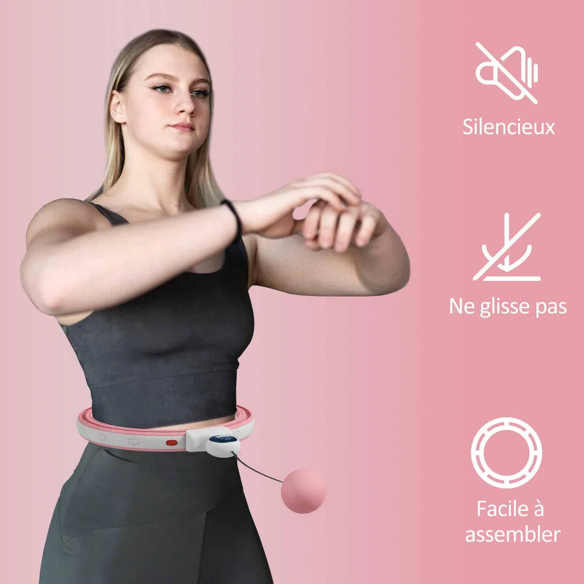 SPORTNOW Hula Hoop, Cerceau Hula Hoop Fitness avec Picots de Massage, Ajustable de 76 à 113 cm de Tour de Taille, 16 Segments Amovibles, Fitness