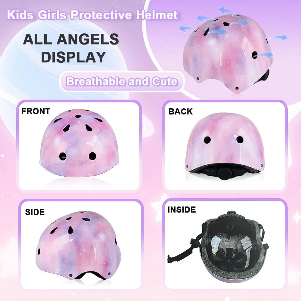 Casque pour Enfants Filles pour vélo et Planche à roulettes, Ajustable, pour Le Cyclisme, Le Roller, Le vélo et la Trottinette