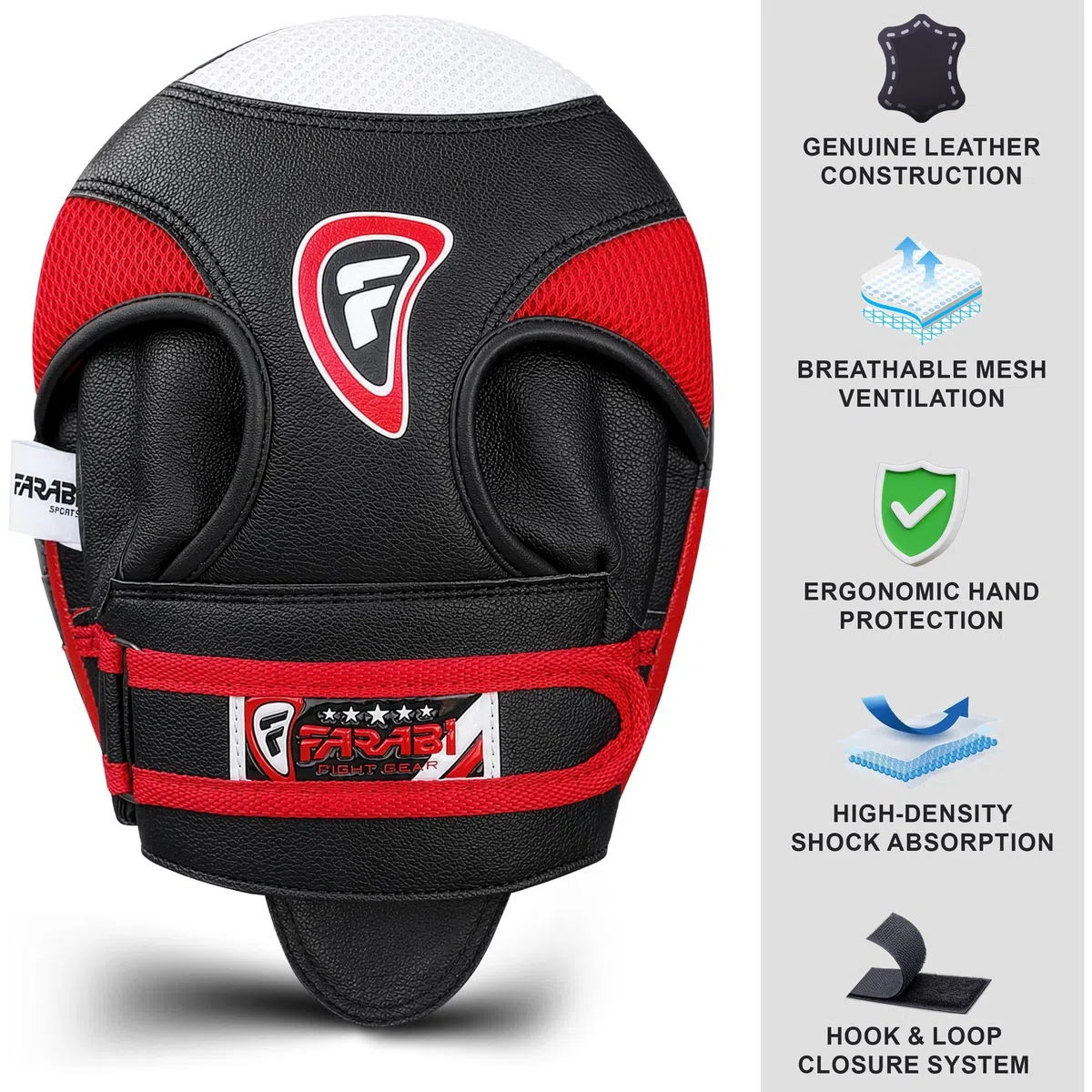 Farabi Sports Patte d'ours Boxe Cuir véritable Air Mitaines de Boxe MMA Muay Thai Punching Kickboxing Pattes d'ours de Boxe Livré avec Paire