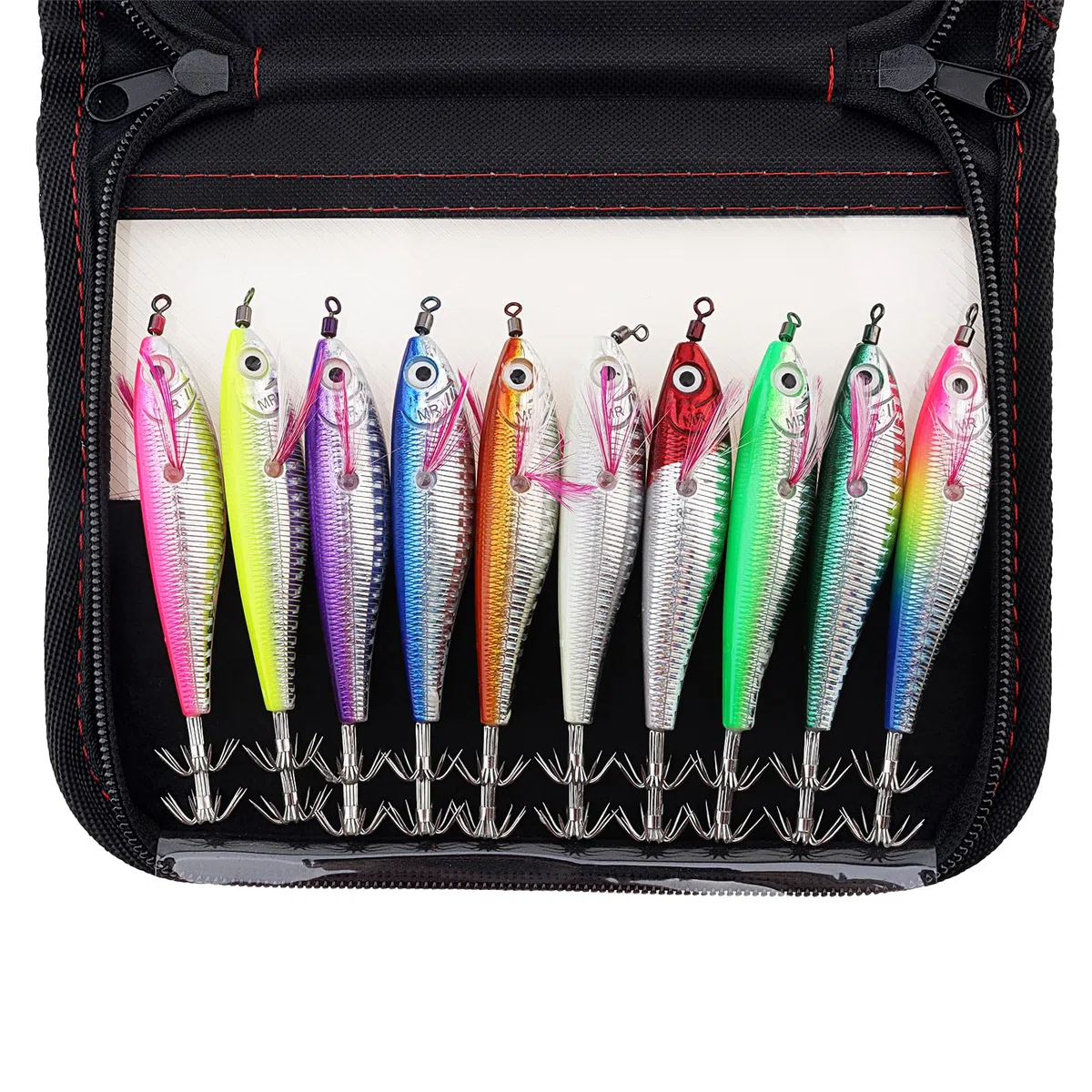 Lot de 10 leurres de pêche au calmar, leurres de pêche aux appâts durs pour crevettes, leurres de pêche au Poulpe aux crevettes pour la pêche au calmar de Poulpe de seiche