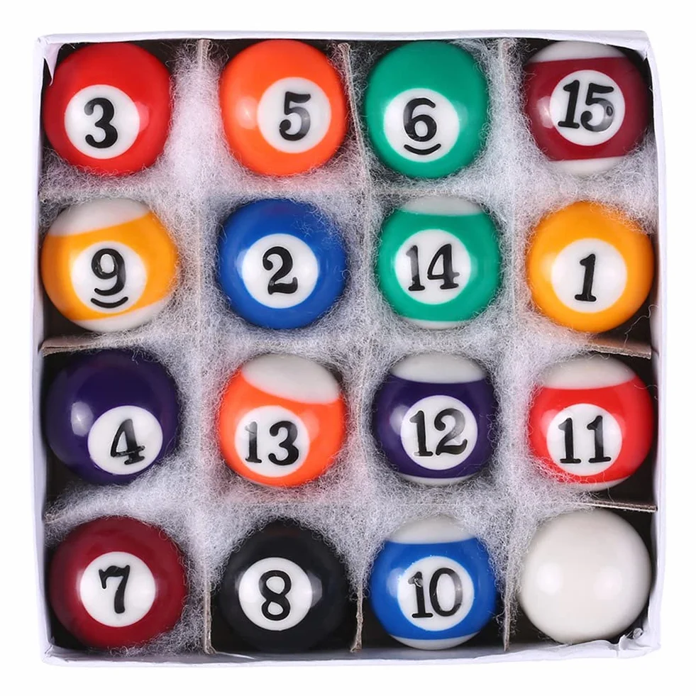 Josenidny Lot de 16 mini boules de billard en résine pour enfant 25 mm