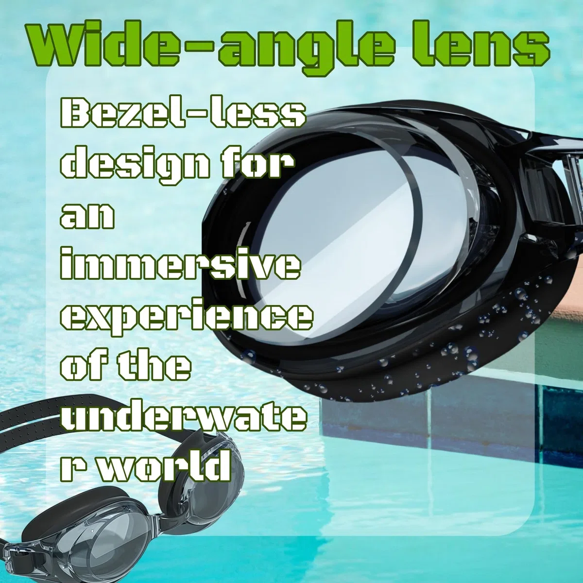 1 paire de lunettes de natation optiques, avec correction visuelle de -1,5 à -9,0, anti-buée, protection UV, lunettes de natation monobloc avec bouchons d'oreilles, pour homme et femme