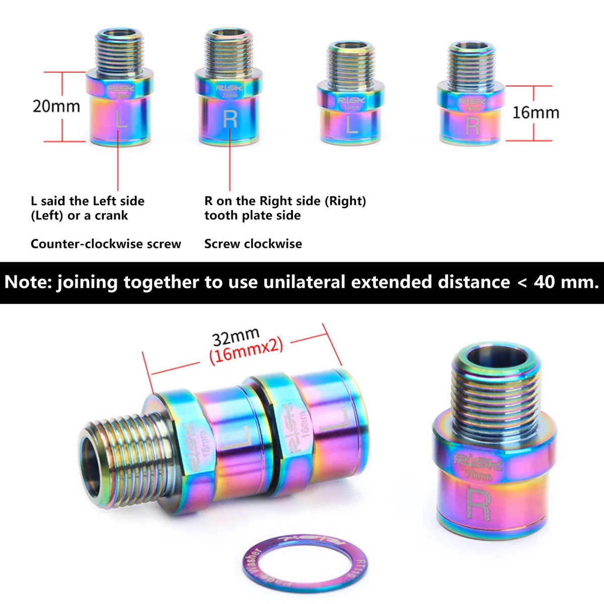 Alliage de Titane Extendeurs de Pédale de Vélo, 1 Paire Entretoises de Pédale de Bicyclette pour Vélo de Montagne, Vélo, Accessoire de Vélo, Équipement de Vélo