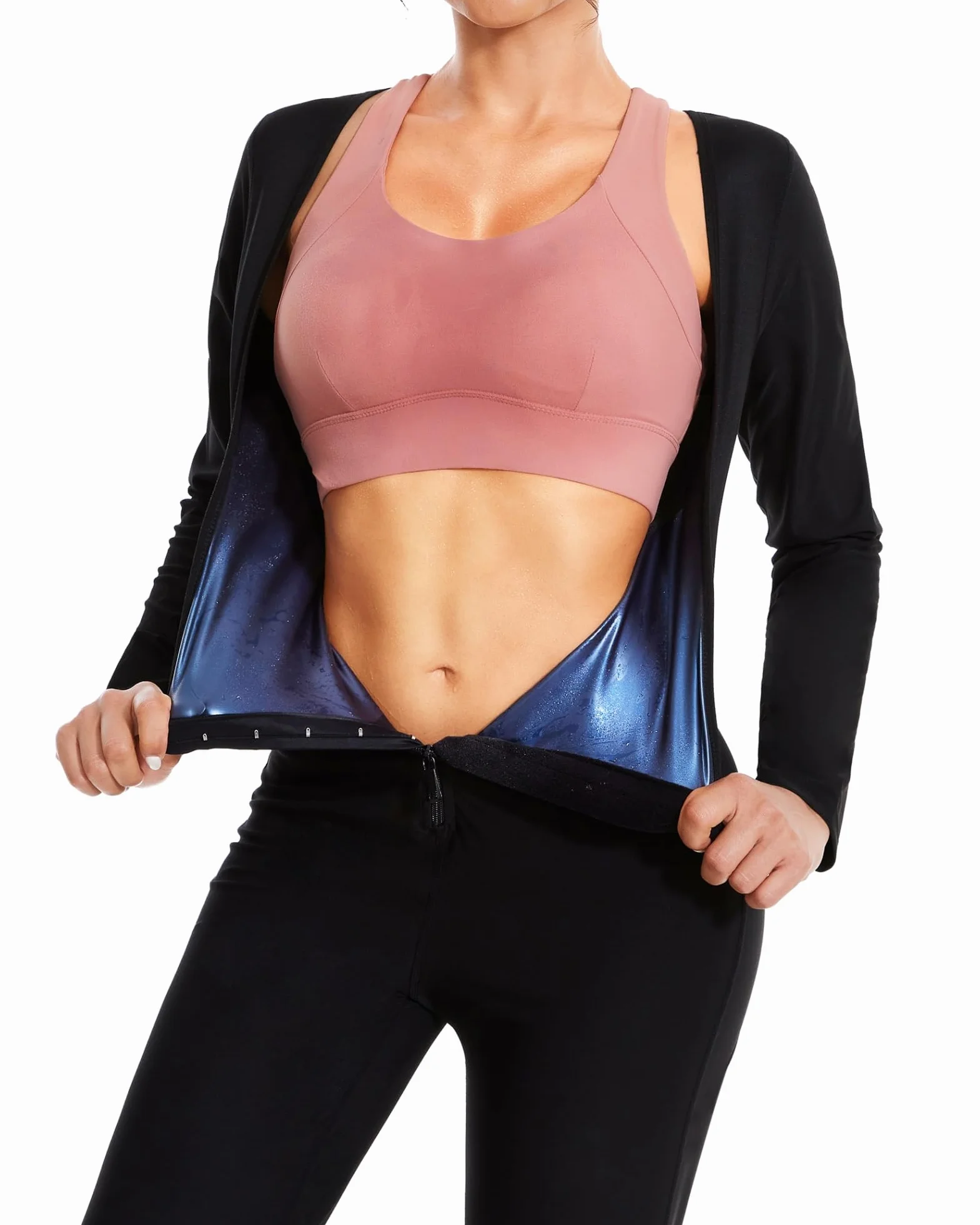 Combinaison Intégrale 3 in1 Manche Longue Sauna Suit Shapewear Vêtements de Sudation Femme Shapewear Costume D'entraînement